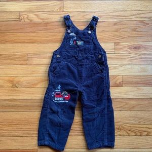 Oshkosh Corduroy Vestbak Overalls Snow Cat Navy